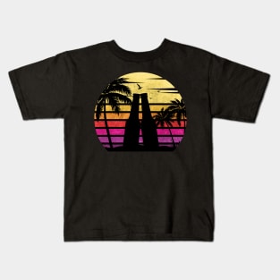 Romantic Retro Sunset Beer Bottles and Palm Trees Kids T-Shirt